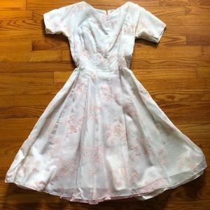 White and pink vintage dress